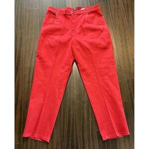 Bill Blass Jeans Womens Plus Size 18W Short Red Stretch Cotton Tapered Straight